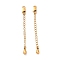 925 Sterling Silver Chain Extenders, with Lobster Claw Clasps & Charms, Teardrop, Antique Golden, 64~70x2.5mm, Hole: 2.4mm