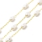 Ion Plating(IP) 316 Surgical Stainless Steel Paperclip Chains, Plastic Imitation Pearl Chains, Soldered, with Spool, Real 18K Gold Plated, Link: 2.5x1.5x0.3mm, Imitation Pearl: 5~6x3~3.5mm