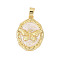 Brass Enamel Pendants, Oval with Butterfly Charms, Rack Plating, Lasting Plated, Cadmium Free & Lead Free, Real 18K Gold Plated, Linen, 19.5x14x2.5mm, Hole: 3.5x3mm