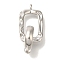 Brass Fold Over Clasps, Cadmium Free & Nickel Free & Lead Free, Rectangle, Platinum, 28.5mm, Rectangle: 19x11.5x2mm, hole: 1.4mm, clasp: 14x12x2.5mm, hole: 1.2mm
