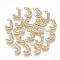 Brass Cubic Zirconia Charms, Letter, Clear, Real 18K Gold Plated, Letter.J, 10x7x1.5mm, Hole: 1mm
