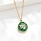 304 Stainless Steel Micro Pave Cubic Zirconia constellation Pendant Necklaces, with Synthetic Malachite, Golden, Scorpio, 17.72 inch(45cm) long+50mm extender