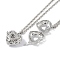 Brass Rhinestone Pendant Necklaces, Iron Rolo Chains, Heart, Platinum, 32.36 inch(82.2cm), Pendant: 31.5x31.5mm