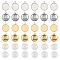 DIY Pendant Making Kits,include Brass Flat Round Pendant Cabochon Settings, Plain Edge Bezel Cups and Dome Transparent Glass Cabochons, Platinum & Golden, Seeting: Tray: 12mm, 17x14x2mm, Hole: 1.5mm, 40pcs/box