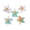 Transparent Resin Beads, Star with Flower, with Golden Alloy Finding, Two Tone, Mixed Color, 15.5x16x9.5mm, Hole: 1mm