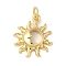 Rack Plating Brass Pendants, with Jump Ring, Long-Lasting Plated, Lead Free & Cadmium Free, Sun, Real 18K Gold Plated, 17x15x3.5mm, Hole: 3mm