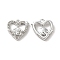 Crystal Rhinestone Pandants, with Rack Plating Alloy Findings, Nickel Free, Heart with Flower Charms, Platinum, 14x14x2.5mm, Hole: 1.5mm