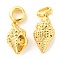 Brass European Dangle Charms, Large Hole Pendants, Lead Free & Cadmium Free, Conch Charm, Real 18K Gold Plated, 27mm, Hole: 4.8mm