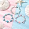 3Pcs 3 Colors Starfish & Turtle Synthetic Turquoise Beads Stretch Bracelets for Women, Mixed Color, Inner Diameter: 2-1/8 inch(5.4cm), 1pc/color