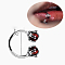 Double Claws 304 Stainless Steel Cubic Zirconia Hoop Lip Rings, Stainless Steel Color, Dark Red, Inner Diameter: 10mm, Pin: 1.2mm, Head: 3mm