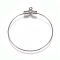 Tarnish Resistant 304 Stainless Steel Wire Pendants, Hoop Earring Findings, Ring, Stainless Steel Color, 22 Gauge, 35.5x31x0.6mm, Hole: 1mm