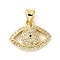 Rack Plating Brass Micro Pave Cubic Zirconia Pendants, Cadmium Free & Lead Free, Long-Lasting Plated, Evil Eye, Real 18K Gold Plated, 12.5x16x4mm, Hole: 5x3.5mm