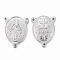 Tarnish Resistant 201 Stainless Steel Chandelier Component Links, 3 Loop Connectors, Oval with Virgin Mary, Rosary Center Pieces, Stainless Steel Color, 21.5x16.5x3mm, Hole: 1.2mm