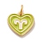 Real 18K Gold Plated Brass Enamel Pendants, with Jump Ring, Cadmium Free & Nickel Free & Lead Free, Heart with Constellation Charms, Aries, 12x13x1.5mm, Hole: 3.4mm