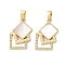 Brass Micro Pave Cubic Zirconia Pendants, with Shell and ABS Plastic Pearl, Rhombus Charms, Rack Plating, Lasting Plated, Cadmium Free & Lead Free, Real 18K Gold Plated, 23x15x2.5mm, Hole: 6x3mm