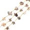 Handmade Beaded Chain, with Brass Cable Chain & Chip Natural Botswana Agate Link Chain, Long-Lasting Plated, Soldered, Golden, 3~8x3~16mm, 32.80Feet/roll(10m/roll)