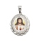 304 Stainless Steel Pendants, Oval Charms, with Polymer Clay Crystal Rhinestone, Ion Plating (IP), Stainless Steel Color, 35.5x27.5x3.5mm, Hole: 9x4mm