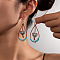 Alloy Synthetic Turquoise Dangle Earrings, Teardrop with Heart, Antique Silver, Sandy Brown, 65mm
