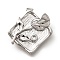 Brass Micro Pave Cubic Zirconia Pendants, Cadmium Free & Nickel Free & Lead Free, Square Charms, Flower, 19x17x3.5mm, Hole: 1.5mm