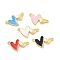 Eco-friendly Rack Plating Brass Enamel Connector Charms, Cadmium Free & Lead Free, Long-Lasting Plated, Double Heart Links, Real 18K Gold Plated, Mixed Color, 10.5x17.5x2mm, Hole: 1mm