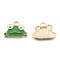 Eco-Friendly Zinc Alloy  Pendants, with Enamel, Frog, Cadmium Free & Nickel Free & Lead Free, Golden, Green, 12.5x15.5x2mm, Hole: 2mm