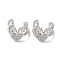 Heart & Word Love Brass Micro Pave Cubic Zirconia Cuff Earrings for Women, Platinum, 11x10mm