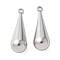 304 Stainless Steel Pendants, Teardrop Charm, Stainless Steel Color, 24x8mm, Hole: 1.6mm