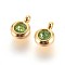 304 Stainless Steel Rhinestone Charms, August Birthstone Charms, Flat Round, Peridot, 9.3x6.5x4mm, Hole: 2mm