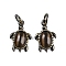 Brass Pendants, with Cat Eye and Jump Ring, Lead Free & Cadmium Free, Antique Bronze, Sea Turtle, Coconut Brown, 16x10.5x4mm, Hole: 3.5mm