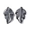 Natural Black Stone Pendants, Leaf Charms, 41.5x25~26x5mm, Hole: 0.8mm