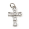 Brass Micro Pave Cubic Zirconia Pendants, Cross, with Jump Ring, Rack Plating, Long-Lasting Plated, Lead Free & Cadmium Free, Platinum, 18.5x12x2.5mm, Hole: 3.5mm