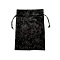 Velvet Jewelry Storage Drawstring Pouches with Rhinestones, Rectangle Jewelry Bags, for Witchcraft Articles Storage, Black, 18x13cm