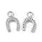 Brass Micro Pave Cubic Zirconia Charms, Cadmium Free & Nickel Free & Lead Free, with Jump Ring, Horseshoe Charms, Platinum, 13x10x3mm, Hole: 3mm