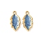 304 Stainless Steel Enamel Pendants, Ion Plating(IP), Leaf Charm, Golden, Blue, 24x11.5x3mm, Hole: 1.8mm
