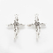 Tibetan Style Alloy Pendants, Cross with Rose, Cadmium Free & Lead Free,, Antique Silver, 34.5x23.5x3mm, Hole: 2mm, about 540pcs/1000g