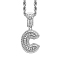 Brass Micro Pave Cubic Zirconia Pendants, Letter Charms, Letter C, 33x15mm