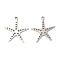 Non-Tarnish 304 Stainless Steel Pendants, Star Charm, Stainless Steel Color, 22x20.5x1.5mm, Hole: 1.8mm