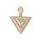 Brass Micro Pave Clear Cubic Zirconia Pendants, Cadmium Free & Nickel Free & Lead Free, Rack Plating, Triangle, Real 18K Gold Plated, 40.5x30.5x5.5mm, Hole: 3.5x7.5mm