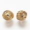 Brass Beads, Long-Lasting Plated, Hollow, Round, Golden, 10x8mm, Hole: 2mm