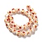 Handmade Lampwork Beads Strands, Round with Flower Pattern, White, 16mm, Hole: 1.5~1.8mm, about 27~28pcs/strand, 16.14~16.93''(41~43cm)