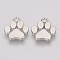 Brass Pendants, Cadmium Free & Nickel Free & Lead Free, Dog Paw Prints, Platinum, 17x14x2mm, Hole: 2mm