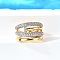 Brass Micro Pave Cubic Zirconia Adjustable Cuff Rings, Cadmium Free & Lead Free, Real Gold Plated & Real Platinum Plated, 16mm, Inner Diameter: Adjustable