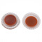 Acrylic Cabochons, with ABS Plastic Imitation Pearl Beads, Flat Round, Sienna, 21.5x6mm