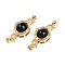 Brass Micro Pave Clear Cubic Zirconia Fold Over Clasps, Cadmium Free & Nickel Free & Lead Free, with Glass, Oval, Real 18K Gold Plated, 35mm