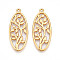 304 Stainless Steel Pendants, Ion Plating(IP), Oval with Tree of Life Charms, Real 18K Gold Plated, 40.5x17x1.5mm, Hole: 1.8mm