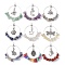 Copper Wire Wrapped Gemstone Chip Pendants, with Alloy Charm, Mixed Shapes, 40x38x6.5mm, Hole: 2.5mm, 9pcs/set.