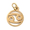 Ion Plating(IP) 304 Stainless Steel Charms, with Jump Ring, Laser Cut, Real 18K Gold Plated, Ring with Constellation Charm, Cancer, 13.5x11x1mm, Hole: 3mm