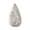 Non-Tarnish 304 Stainless Steel Pendants, Teardrop Charms with Flower, Stainless Steel Color, 30x16x3mm, Hole: 1.5mm