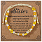 Bohemian Style Glass Seed Round Beads Braided Bead Bracelets for Women, Daisy, with Plastic Imitation Pearl & Greeting Card, Yellow, Inner Diameter: 11 inch(28cm)