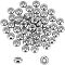 304 Stainless Steel Beads, with Rubber Inside, Slider Beads, Rondelle, Stainless Steel Color, 7x3.5mm, Rubber Hole: 1.6~2mm, 50pcs/box